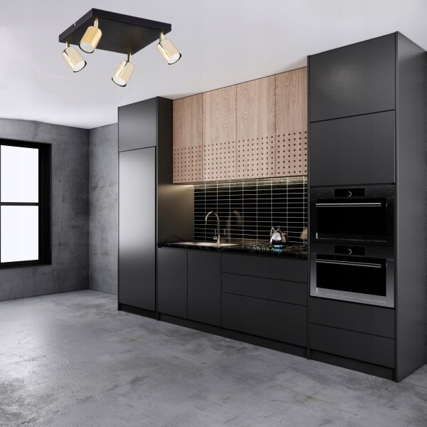 Deckenspot Schwarz Gold Metall GU10 B:30 cm dekorativ Leuchte