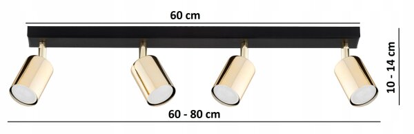 Deckenspot verstellbar Schwarz Gold Metall GU10 L:60 cm Leuchte