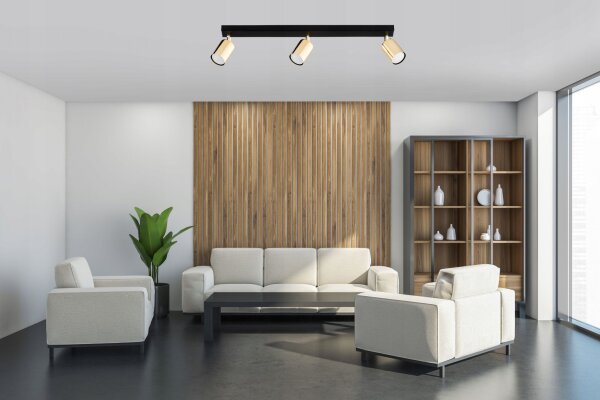 Deckenspot schwenkbar Metall Schwarz Gold GU10 L:60 cm Leuchte