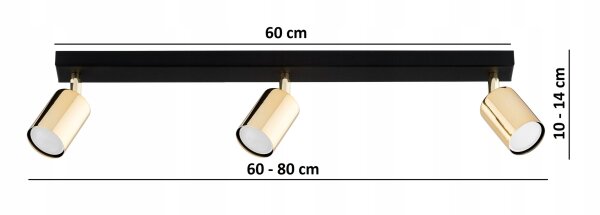 Deckenspot schwenkbar Metall Schwarz Gold GU10 L:60 cm Leuchte