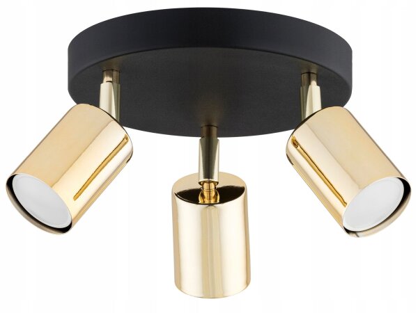 Deckenspot verstellbar Schwarz Gold Metall GU10 B:20 cm Leuchte