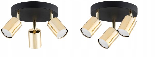 Deckenspot verstellbar Schwarz Gold Metall GU10 B:20 cm Leuchte