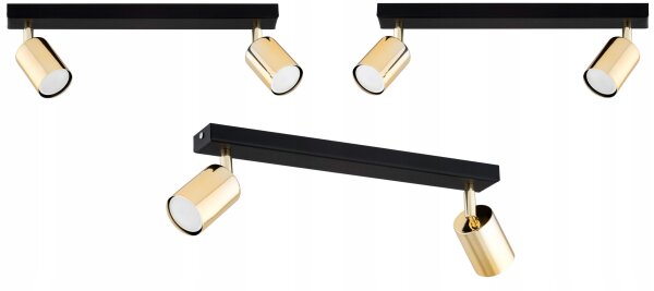 Deckenspot schwenkbar Metall Schwarz Gold GU10 L:40 cm Leuchte