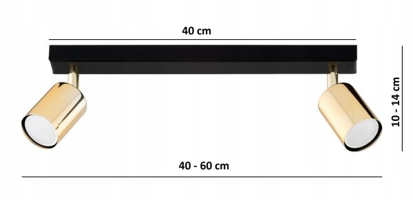 Deckenspot schwenkbar Metall Schwarz Gold GU10 L:40 cm Leuchte