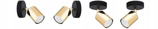 Wandspot schwenkbar Schwarz Gold Metall GU10 B:55 cm Leuchte