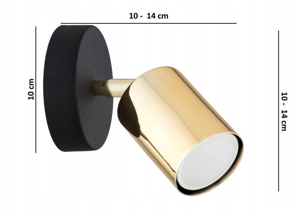 Wandspot schwenkbar Schwarz Gold Metall GU10 B:55 cm