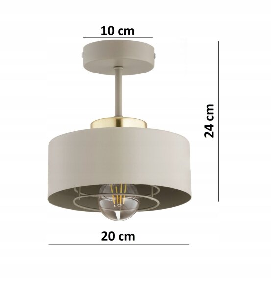 Deckenlampe Beige Gold Metall E27 B:20 cm Modern Leuchte