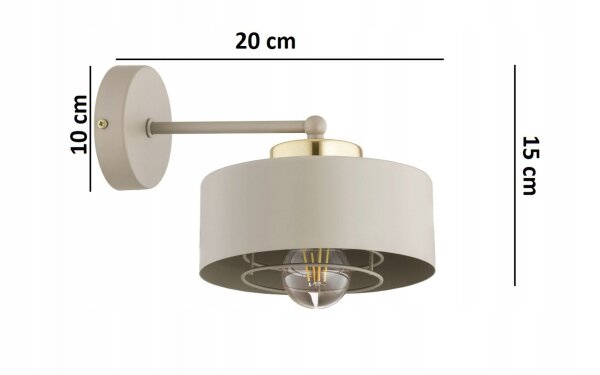 Wandleuchte Metall Beige Gold E27 L:20 cm Modern Leuchte