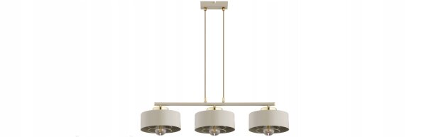 Pendelleuchte 3-flammig Beige Gold Metall E27 L:70 cm Leuchte