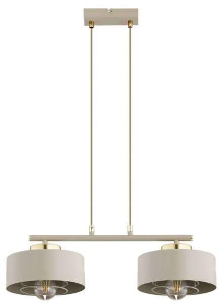 Pendelleuchte 2-flammig Beige Gold E27 L:50 cm Metall Leuchte