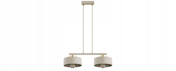 Pendelleuchte 2-flammig Beige Gold E27 L:50 cm Metall Leuchte