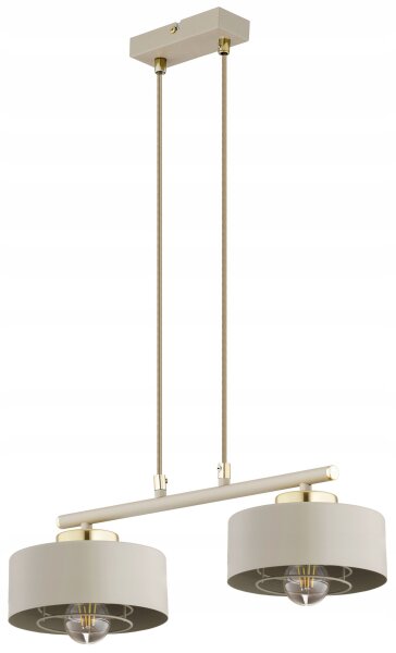 Pendelleuchte 2-flammig Beige Gold E27 L:50 cm Metall Leuchte