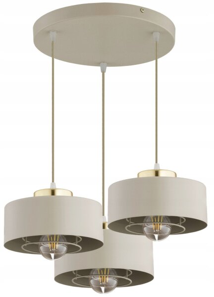 Pendelleuchte 3-flammig Beige Gold E27 B:30 cm Metall Leuchte
