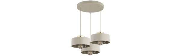 Pendelleuchte 3-flammig Beige Gold E27 B:30 cm Metall Leuchte
