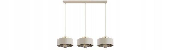 Hängelampe 3-flammig Beige Gold Metall E27 L:60 cm Leuchte