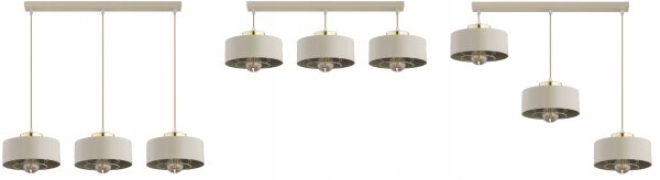 Hängelampe 3-flammig Beige Gold Metall E27 L:60 cm Leuchte