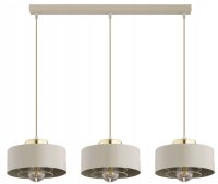 H&auml;ngelampe 3-flammig Beige Gold Metall E27 L:60 cm