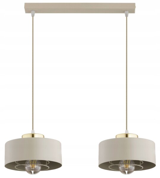 Hängelampe 2-flammig Beige Gold E27 L:40 cm Modern Leuchte