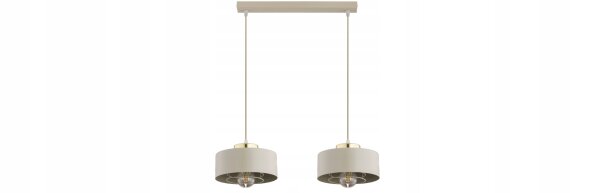 Hängelampe 2-flammig Beige Gold E27 L:40 cm Modern Leuchte