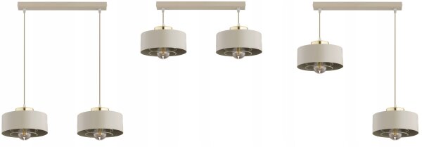 Hängelampe 2-flammig Beige Gold E27 L:40 cm Modern Leuchte