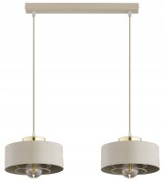 H&auml;ngelampe 2-flammig Beige Gold E27 L:40 cm Modern