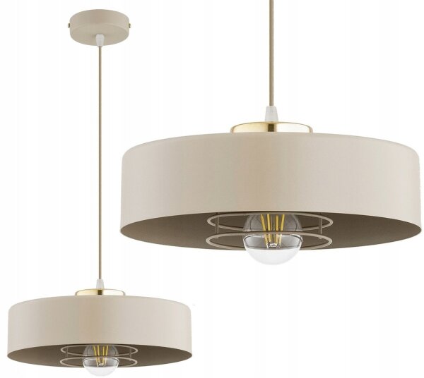 Pendelleuchte Beige Gold Metall E27 Ø30 cm rund Modern