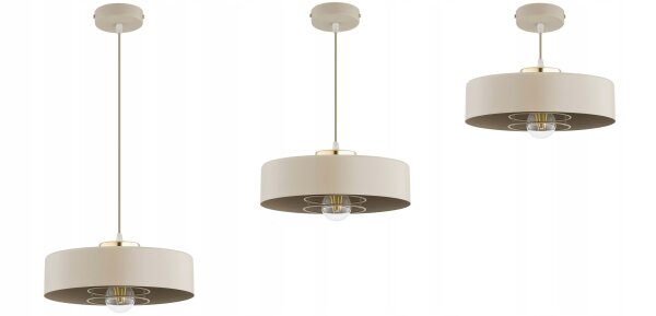 Pendelleuchte Beige Gold Metall E27 Ø30 cm rund Modern