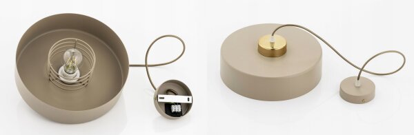 Pendelleuchte Beige Gold Metall E27 Ø30 cm rund Modern