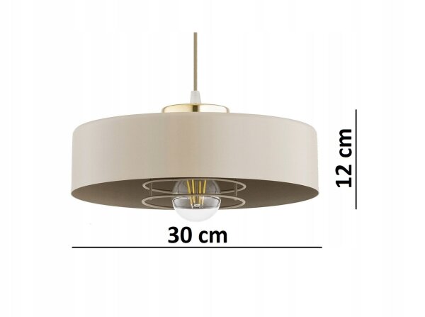Pendelleuchte Beige Gold Metall E27 Ø30 cm rund Modern