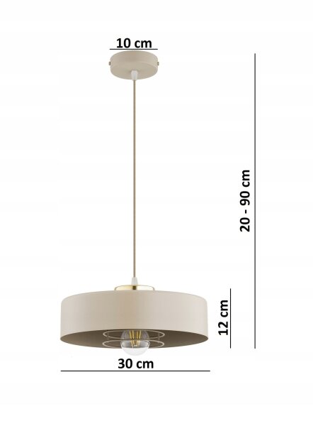 Pendelleuchte Beige Gold Metall E27 Ø30 cm rund Modern