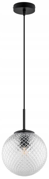 Hängelampe Glasschirm Schwarz Metall E27 B:20 cm Retro Leuchte