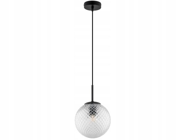Hängelampe Glasschirm Schwarz Metall E27 B:20 cm Retro Leuchte