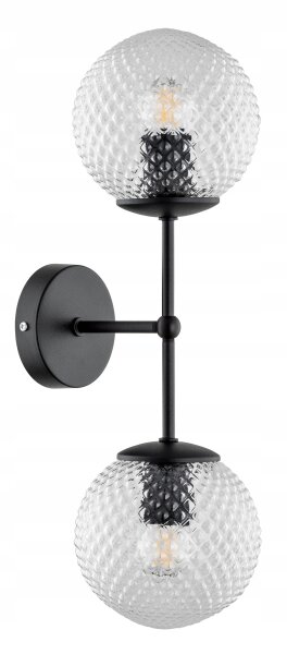 Wandlampe Up Down 2-flammig Glas Schwarz E27 H:40 cm Leuchte