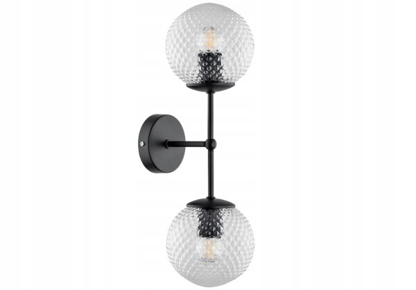Wandlampe Up Down 2-flammig Glas Schwarz E27 H:40 cm Leuchte