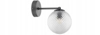 Wandlampe Glasschirm Metall Schwarz E27 B:15 cm Retro