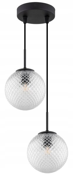 Hängelampe 2-flammig Glas Schwarz Klar E27 B:15 cm Leuchte