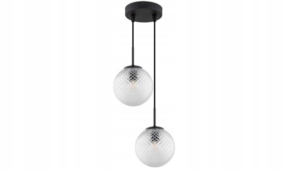 Hängelampe 2-flammig Glas Schwarz Klar E27 B:15 cm Leuchte