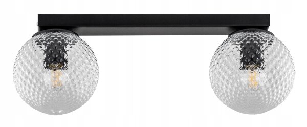 Deckenleuchte 2-flammig Glas Metall E27 40 cm lang Leuchte