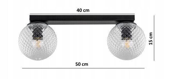 Deckenleuchte 2-flammig Glas Metall E27 40 cm lang Leuchte