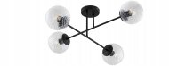 Deckenleuchte 4-flammig Glas Metall Schwarz E27 L:70 cm