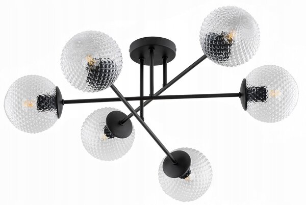 Deckenleuchte 6-flammig Glas Kugel Metall E27 L:70 cm Leuchte