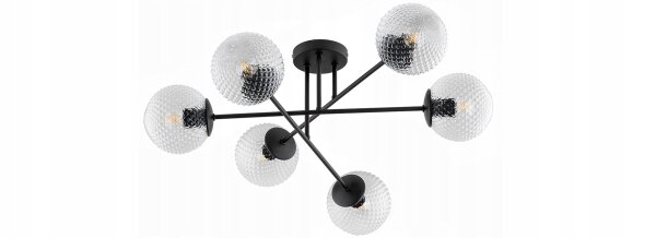 Deckenleuchte 6-flammig Glas Kugel Metall E27 L:70 cm Leuchte