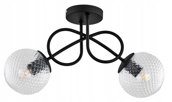 Deckenleuchte Metall Glas E27 L:40 cm 2-flammig Retro Leuchte