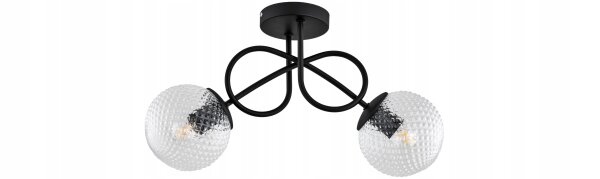 Deckenleuchte Metall Glas E27 L:40 cm 2-flammig Retro Leuchte