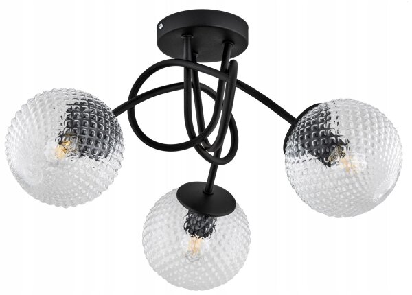 Deckenleuchte 3-flammig Glas Kugel Metall E27 L:50 cm Leuchte