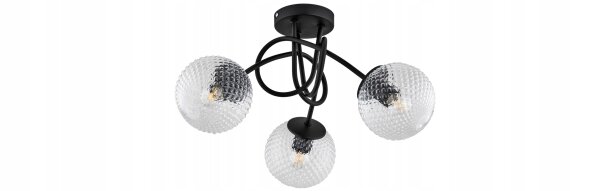 Deckenleuchte 3-flammig Glas Kugel Metall E27 L:50 cm Leuchte