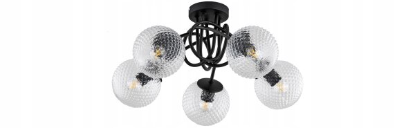 Deckenleuchte 5-flammig Kugel Glas Metall E27 L:50 cm Leuchte