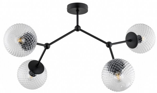 Deckenleuchte 4-flammig Metall Glas E27 L:70 cm Retro Leuchte