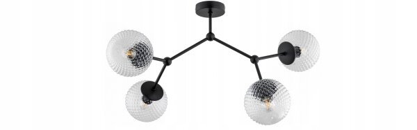 Deckenleuchte 4-flammig Metall Glas E27 L:70 cm Retro Leuchte