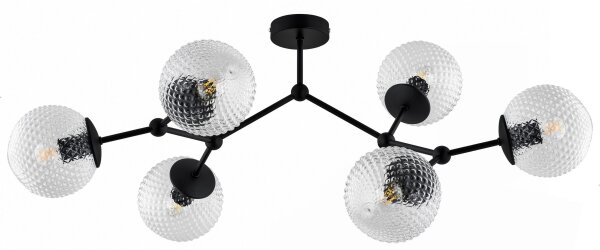 Deckenleuchte 6-flammig Metall Glas E27 L:80 cm Retro Leuchte